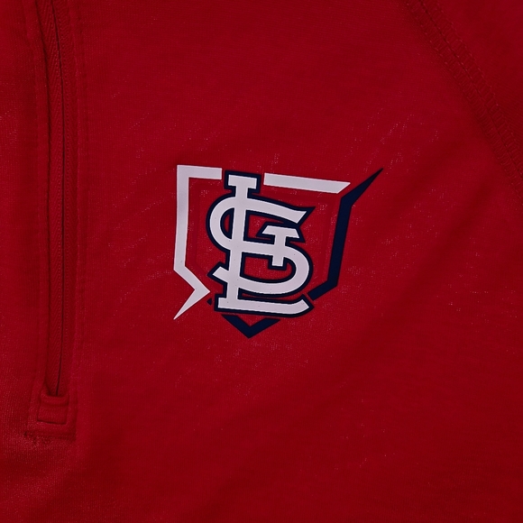 YXL Red Under Armour St. Louis Cardinals Heat Gear Pullover 1/4 Zip - Picture 2 of 5